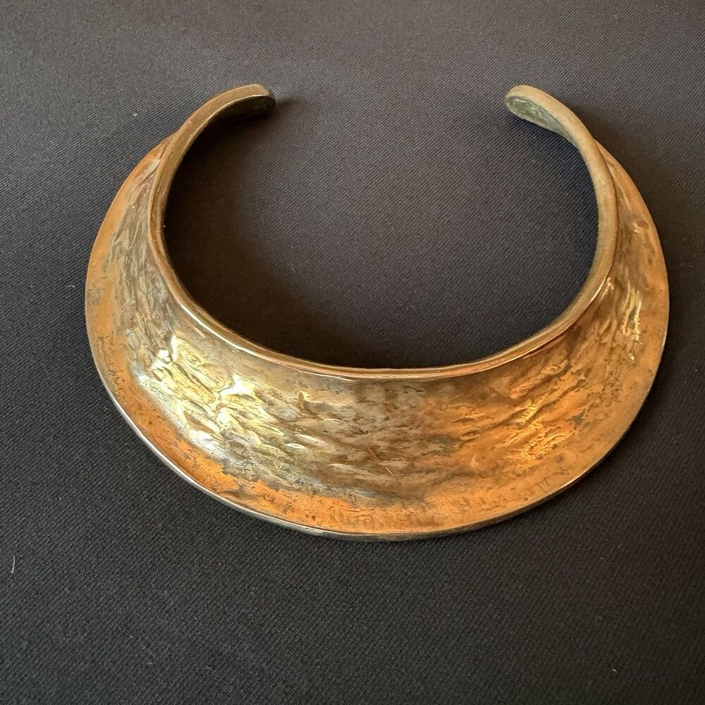 Artesian Modernist, Brutalist Thick Brass/ Copper Torque necklace *Small*